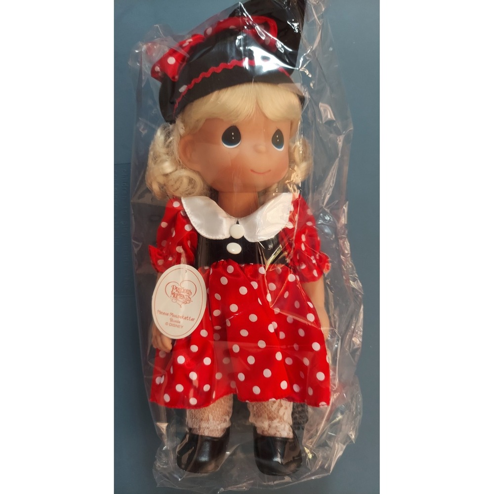 Precious Moments Disney Minnie Mouseketter Blonde Vinyl Doll Red Polka Dot 12"